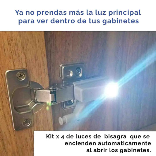 BrillaFácil – luz led bisagras Kit x 4 que se enciende al abrir tus muebles