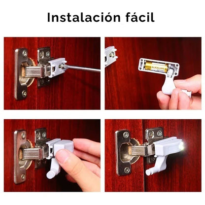 BrillaFácil – luz led bisagras Kit x 4 que se enciende al abrir tus muebles