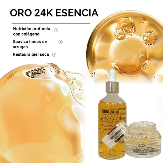 Kit Facial de Oro 24k - Serum y Contorno con metal pesado que aporta colágeno en tu rostro.